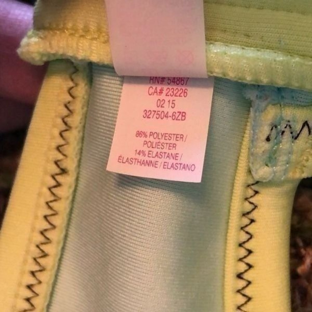 Pale yellow and blue underwire sports t-back bra and zipper closure size 34D - Picture 3 of 6